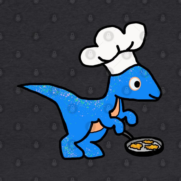 Hanukkah Velociraptor with Chef's Hat (No Text) by Del Doodle Design